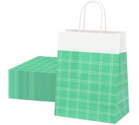 NAHRMY 30 PCS Sacs Cadeaux en Papier Kraft Vert 27 x 11 x 21 cm, Sac en Papier Kraft avec Poignées Emballage pour Mariages Anniversaire Noël Fête Artisanat Boulangerie Boutique Détail