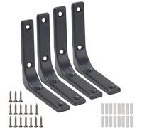 NAHUAA 4 Pièces Equerre Etagere Murale Charge Lourde Support Etagere Murale 10 cm Équerre Étagère en Métal Noir pour Salles de Bains, Livres, Cuisine