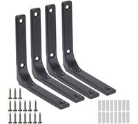 NAHUAA 4 Pièces Equerre Etagere Murale Charge Lourde Support Etagere Murale 12.5 cm Équerre Étagère en Métal Noir pour Salles de Bains, Livres, Cuisine