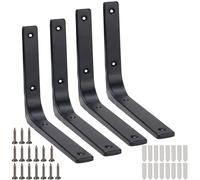 NAHUAA 4 Pièces Equerre Etagere Murale Charge Lourde Support Etagere Murale 25 cm Équerre Étagère en Métal Noir pour Salles de Bains, Livres, Cuisine