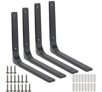 NAHUAA 4 Pièces Equerre Etagere Murale Charge Lourde Support Etagere Murale 30 cm Équerre Étagère en Métal Noir pour Salles de Bains, Livres, Cuisine