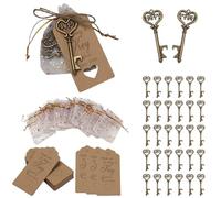 NAHUAA Lot de 30 Porte Clef Décapsuleur Mariage Porte Clef Ouvre Bouteille Personnalisable avec Sac Organza et Etiquettes pour Fête-Anniversaire-Fête de Noël Ange