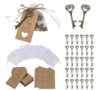 NAHUAA Lot de 30 Porte Clef Décapsuleur Mariage Porte Clef Ouvre Bouteille Personnalisable avec Sac Organza et Etiquettes pour Fête-Anniversaire-Fête de Noël Ange