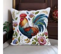 NAHUIGOOD Coussin Point De Croix Taie D'Oreiller,Coq 45X45Cm Kit De Coussin Au Point De Croix Pour Une Décoration Créative De La Maison Kit De Couture,