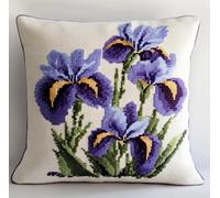 NAHUIGOOD Coussin Point De Croix Taie D'Oreiller,Fleurs 45X45Cm Point De Croix De Taie D'Oreiller 11Ct Cross Stitch Embroidery Starter,De Couture À La Main Pour Adultes