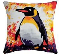 NAHUIGOOD Coussin Point De Croix Taie D'Oreiller,Manchot 45X45Cm Kit De Coussin Au Point De Croix Pour Une Décoration Créative De La Maison Kit De Couture,