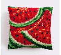 NAHUIGOOD Coussin Point De Croix Taie D'Oreiller,Pastèque Aux Fruits 45X45Cm Point De Croix De Taie D'Oreiller 11Ct Cross Stitch Embroidery Starter,De Couture À La Main Pour Adultes