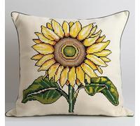 NAHUIGOOD Coussin Point De Croix Taie D'Oreiller,Sonnenblume 45X45Cm Point De Croix De Taie D'Oreiller 11Ct Cross Stitch Embroidery Starter,De Couture À La Main Pour Adultes