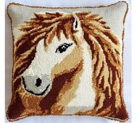NAHUIGOOD Diy Kit Broderie Point De Croix,Cheval 45X45Cm Point De Croix De Taie D'Oreiller 11Ct Cross Stitch Embroidery Starter,De Couture À La Main Pour Adultes