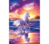 NAHUIGOOD Diy Kit Broderie Point De Croix,Cheval Blanc 11Ct40X50Cm Kit Canevas Complet Avec Fils Canevas Kit Complet Moderne Loisirs Créatifs Adultes