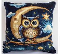 NAHUIGOOD Diy Kit Broderie Point De Croix,Hibou 45X45Cm Coussin Point De Croixde Broderie Autaie D'Oreiller,Diy Loisir Créatif