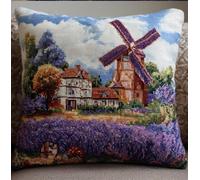 NAHUIGOOD Diy Kit Broderie Point De Croix,Manoir De Lavande 45X45Cm Point De Croix De Taie D'Oreiller 11Ct Cross Stitch Embroidery Starter,De Couture À La Main Pour Adultes