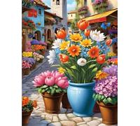 NAHUIGOOD DIY Kit Broderie Point de Croix,Marché aux fleurs 11CT40x50cm,11CT Stitch Embroidery Starter Kitde Couture à la Main pour Adultes