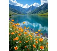 NAHUIGOOD Diy Kit Broderie Point De Croix,Paysage, Fleurs 11Ct40X50Cm Kit Canevas Complet Avec Fils Canevas Kit Complet Moderne Loisirs Créatifs Adultes