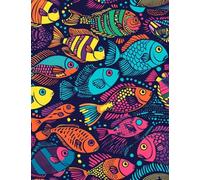 NAHUIGOOD Diy Kit Broderie Point De Croix,Petit Poisson 11Ct40X50Cm Kit Canevas Complet Avec Fils Canevas Kit Complet Moderne Loisirs Créatifs Adultes