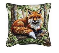 NAHUIGOOD Diy Kit Broderie Point De Croix,Renard De La Jungle 45X45Cm Coussin Point De Croixde Broderie Autaie D'Oreiller,Diy Loisir Créatif