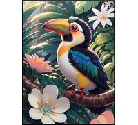 NAHUIGOOD Diy Kit Broderie Point De Croix,Toucan 11Ct40X50Cm Kit Canevas Complet Avec Fils Canevas Kit Complet Moderne Loisirs Créatifs Adultes