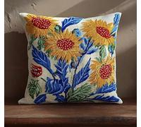 NAHUIGOOD Diy Kit Broderie Point De Croix,Tournesol 45X45Cm Point De Croix De Taie D'Oreiller 11Ct Cross Stitch Embroidery Starter,De Couture À La Main Pour Adultes