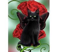 NAHUIGOOD Kit Broderie Point De Croix Pour Débutant Chat Noir 11Ct40X50Cm Canevas Kit Complet Adulte Canevas Broderie Point De Croix Kit Point De Croix Compté