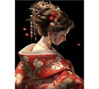 NAHUIGOOD Kit Broderie Point De Croix Pour DébutantFille en kimono 11CT40x50cm,Adulte Pour Débutant Canevas Kit Complet Canevas Broderie Point De Croix Point De Croix Compté