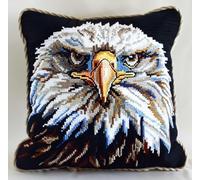 NAHUIGOOD Kit De Broderie Au Point De Croix Pré-Imprimé Pygargue À Tête Blanche 45X45Cm Kit De Coussin Au Point De Croix Pour Une Décoration Créative De La Maison Kit De Couture,