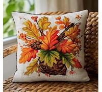 NAHUIGOOD Kit De Broderie Au Point De Croix Pré-Imprimé Usine 45X45Cm Point De Croix De Taie D'Oreiller 11Ct Cross Stitch Embroidery Starter,De Couture À La Main Pour Adultes