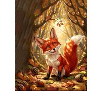 NAHUIGOOD kit point de croix imprimé enfant,Renard des forêts 11CT40x50cm,Point de Croix Kit de Broderie 11CT DIY Point De Croix