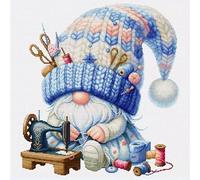 NAHUIGOOD Kits De Broderie Estampillés Pour Adultes, Décoration Murale,Gnome De Machine À Coudre 11Ct40X50Cm Broderie Point De Croix Kit Complet Enfant Canevas Point De Croix Kit Broderie Debutant