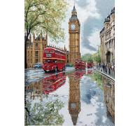 NAHUIGOOD kits de broderie estampillés pour adultes, décoration murale,Scène de rue à Paris 11CT40x50cm,Kit Complet Adulte Debutant Compté Pré Imprimé