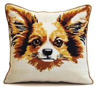 NAHUIGOOD Kits De Coussin Au Point De Croix Pour Les Animal Chien 45X45Cm Point De Croix De Taie D'Oreiller 11Ct Cross Stitch Embroidery Starter,De Couture À La Main Pour Adultes