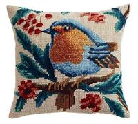 NAHUIGOOD Kits De Coussin Au Point De Croix Pour Les Animal Oiseau 45X45Cm Point De Croix De Taie D'Oreiller 11Ct Cross Stitch Embroidery Starter,De Couture À La Main Pour Adultes
