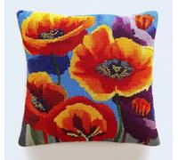 NAHUIGOOD Kits De Coussin Au Point De Croix Pour Les Belles Fleurs De Gesang 45X45Cm Point De Croix De Taie D'Oreiller 11Ct Cross Stitch Embroidery Starter,De Couture À La Main Pour Adultes