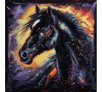 NAHUIGOOD Kits De Coussin Au Point De Croix Pour Les Cheval 45X45Cm Point De Croix De Taie D'Oreiller 11Ct Cross Stitch Embroidery Starter,De Couture À La Main Pour Adultes