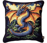 NAHUIGOOD Kits De Coussin Au Point De Croix Pour Les Dragon 45X45Cm Point De Croix De Taie D'Oreiller 11Ct Cross Stitch Embroidery Starter,De Couture À La Main Pour Adultes