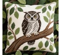 NAHUIGOOD Kits De Coussin Au Point De Croix Pour Les Hibou Dans L'Arbre 45X45Cm Point De Croix De Taie D'Oreiller 11Ct Cross Stitch Embroidery Starter,De Couture À La Main Pour Adultes