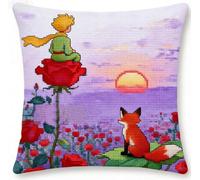 NAHUIGOOD Kits De Coussin Au Point De Croix Pour Les Le Petit Prince Et Le Renard 45X45Cm Kit De Coussin Au Point De Croix Pour Une Décoration Créative De La Maison Kit De Couture,