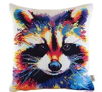 NAHUIGOOD Kits De Coussin Au Point De Croix Pour Les Ours Brun Coloré 45X45Cm Point De Croix De Taie D'Oreiller 11Ct Cross Stitch Embroidery Starter,De Couture À La Main Pour Adultes