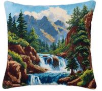 NAHUIGOOD Kits De Coussin Au Point De Croix Pour Les Paysages De Montagne Et De Forêt 45X45Cm Point De Croix De Taie D'Oreiller 11Ct Cross Stitch Embroidery Starter,De Couture À La Main Pour Adultes
