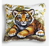 NAHUIGOOD Kits De Coussin Au Point De Croix Pour Les Tigre 45X45Cm Point De Croix De Taie D'Oreiller 11Ct Cross Stitch Embroidery Starter,De Couture À La Main Pour Adultes