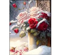 NAHUIGOOD Point De Croix Kit Complet Belles Fleurs 11Ct40X50Cm Kit Canevas Complet Avec Fils Canevas Kit Complet Moderne Loisirs Créatifs Adultes