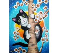 NAHUIGOOD point de croix kit complet,branche de fleurs et petit oiseau 11CT40x50cm,canevas debutant broderie imprimé kits de broderie estampillés pour adultes décoration murale