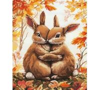 NAHUIGOOD point de croix kit complet,Couple de lapins 11CT40x50cm,canevas debutant broderie imprimé kits de broderie estampillés pour adultes décoration murale