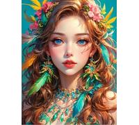 NAHUIGOOD Point de Croix Kit Complet Estampé,jeune belle fille 11CT40x50cm,Broderie Point de Croix Imprimé Kit de broderie au point de croix