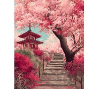 NAHUIGOOD Point de Croix Kit Complet Estampé,Parc Sakura 11CT40x50cm,Broderie Point de Croix Imprimé Kit de broderie au point de croix