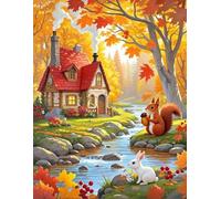 NAHUIGOOD point de croix kit complet,Forêt d'automne 11CT40x50cm,canevas debutant broderie imprimé kits de broderie estampillés pour adultes décoration murale