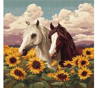 NAHUIGOOD point de croix kit complet,Tournesol mer, cheval 11CT40x50cm,canevas debutant broderie imprimé kits de broderie estampillés pour adultes décoration murale