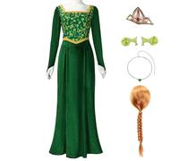 Nahzsai Fiona Robe de princesse Fiona pour cosplay, robe longue en velours vert, robe d'Halloween pour femme, taille M
