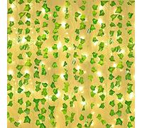 Naidiler Lot de 12 guirlandes de Lierre Artificiel avec 100 LED de 10,7 m - Décoration Verte - Plante Artificielle à Suspendre pour Mur, fête, Mariage, Maison, Cuisine, décoration intérieure et