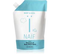 Naif Baby & Kids 2-in-1 gel nettoyant et shampoing pour bébé sans parfum Reffil 500 ml