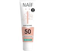 Naïf Crème Solaire Minérale Bébé & Enfant SPF 50 - 0% parfum, sans octocrylène, protection UVA/UVB, résistante à l’eau, testée dermatologiquement, sans microplastiques - 30 ml